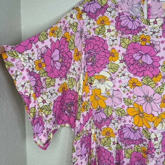 Storia Anthropologie Floral Oversized Flowy Mini Summer Dress Size Medium - Picture 3 of 7